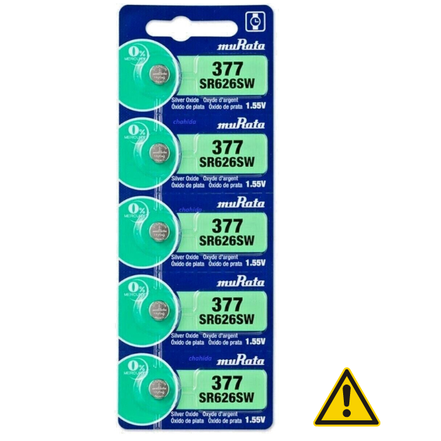 Murata 377 (SR626SW) 1.55V Silver Oxide Battery (10 Pack) 